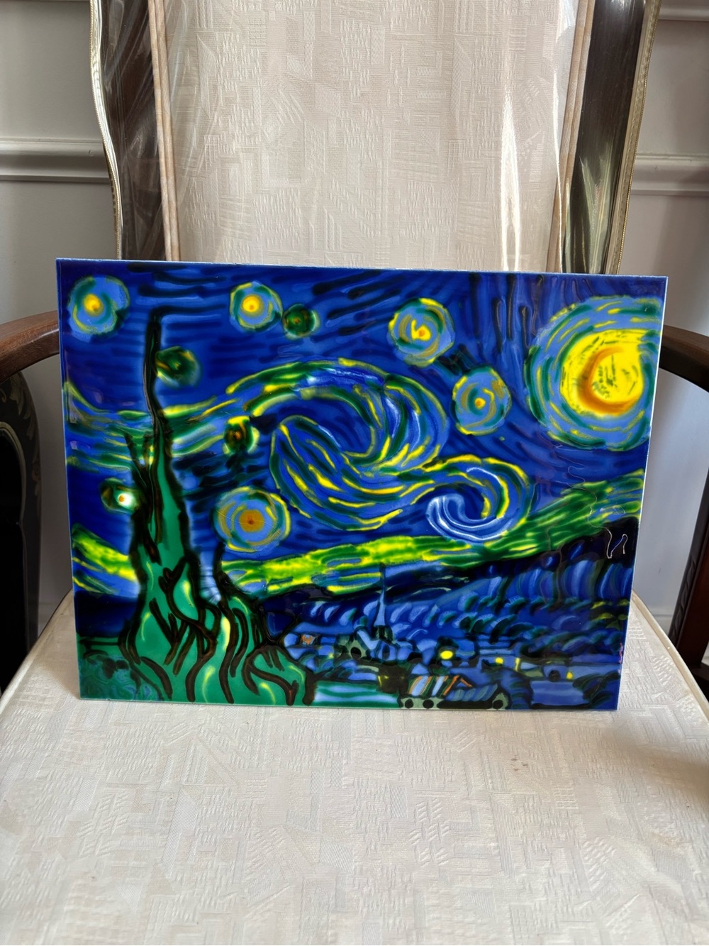 Starry Night ceramic tile 11x14 home decor